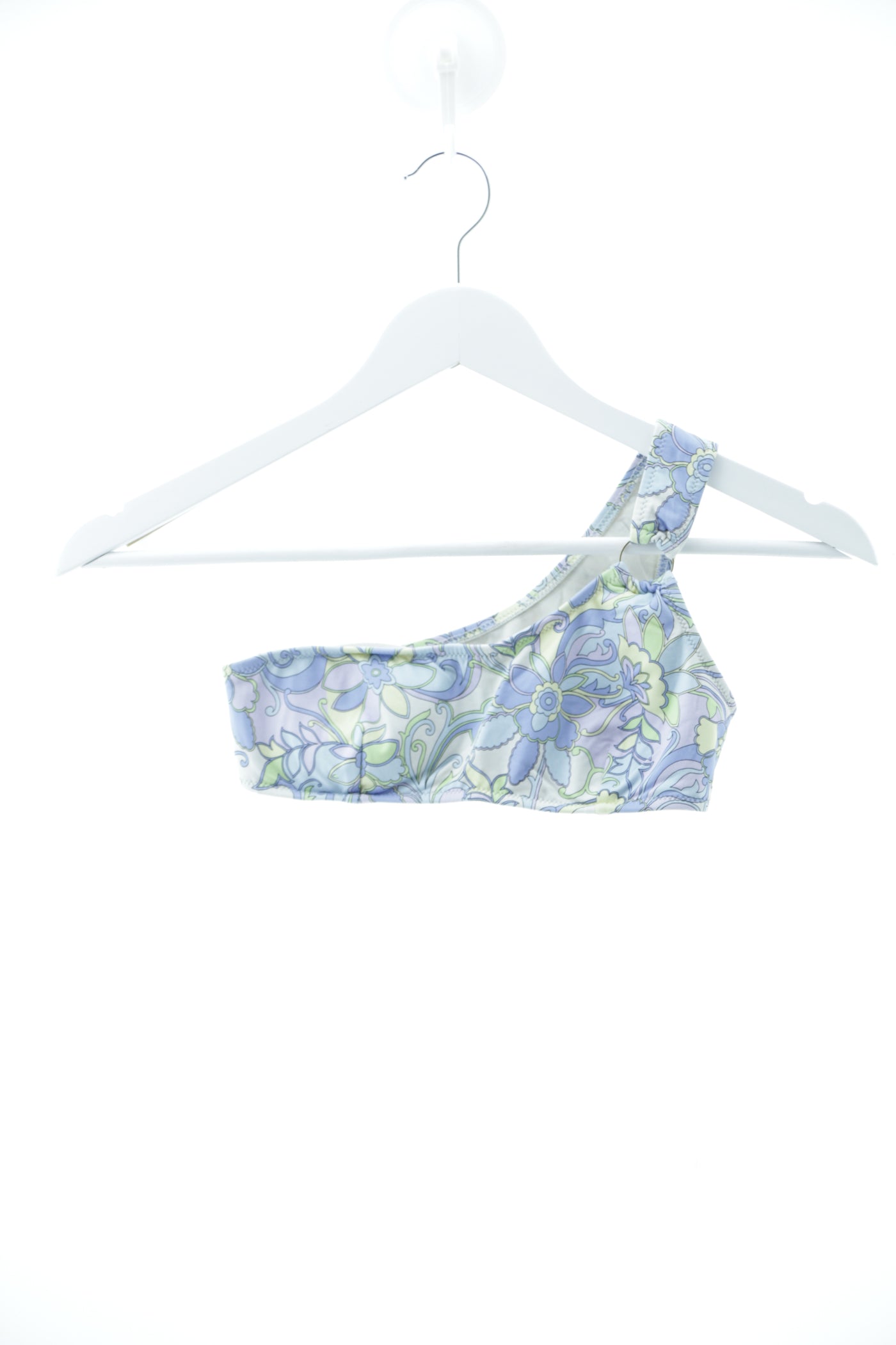 Bikini azul de flores top asimétrico