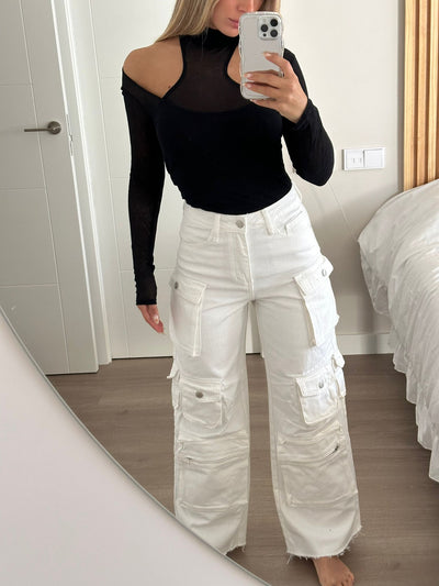 Jeans cargo blancos