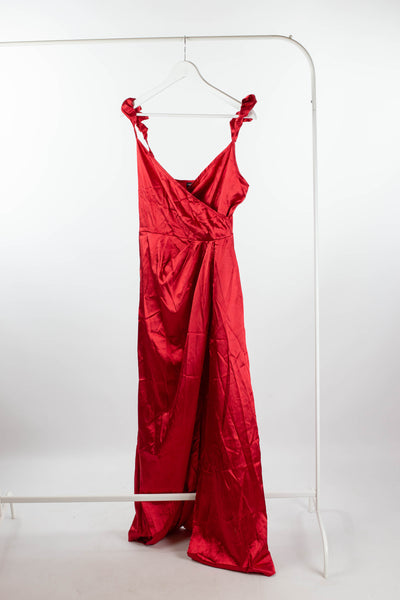 Vestido rojo satinado