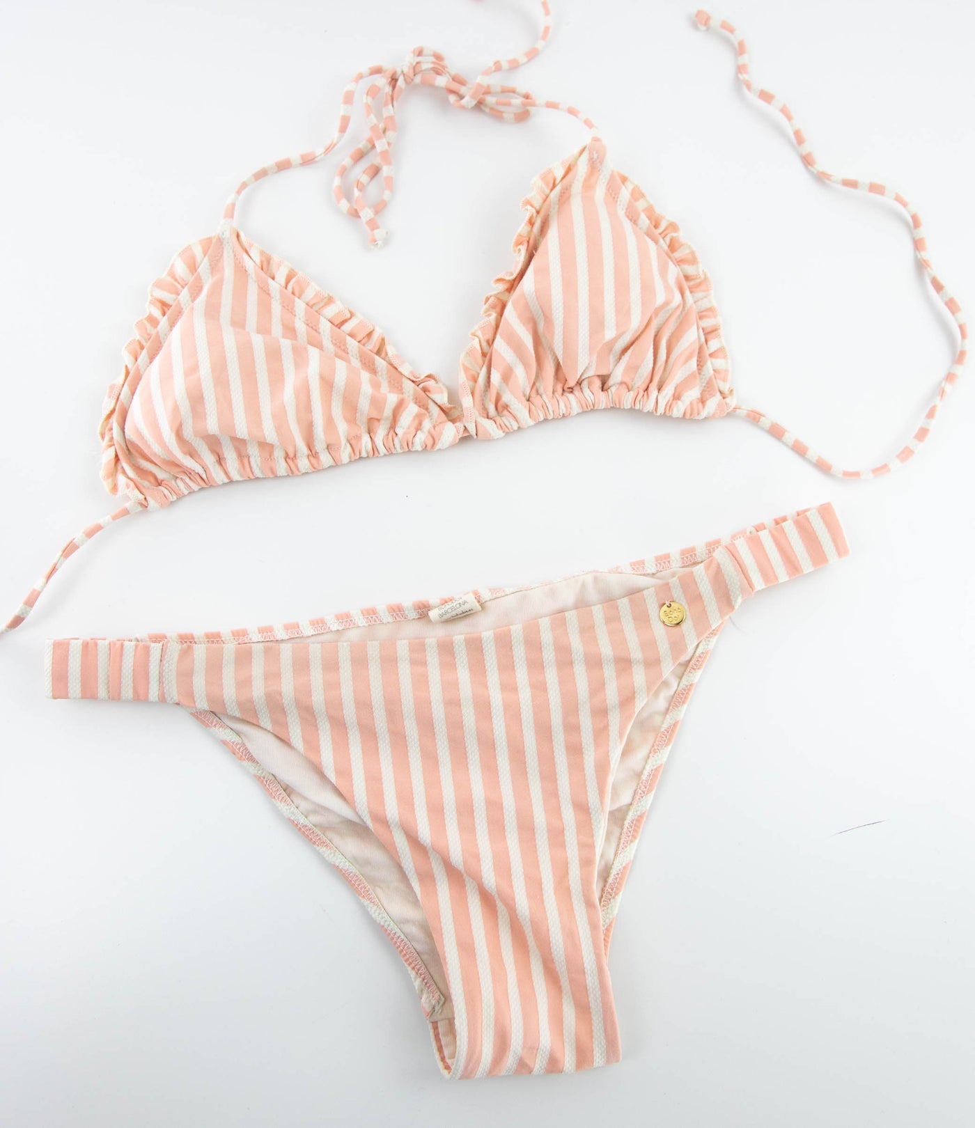 Bikini rosa y blanco arriba (S) abajo (M)