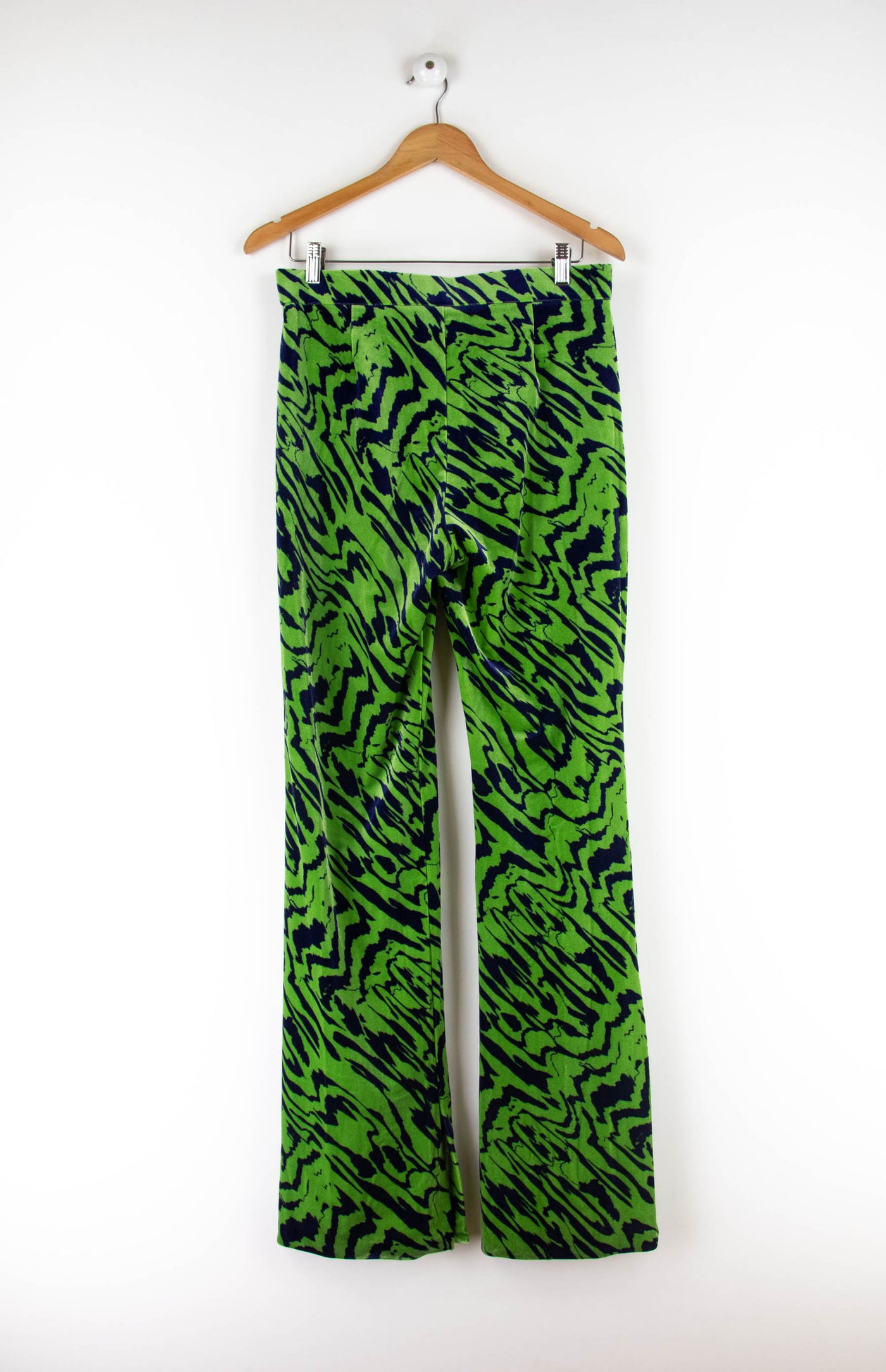 Pantalón animal print verde de terciopelo