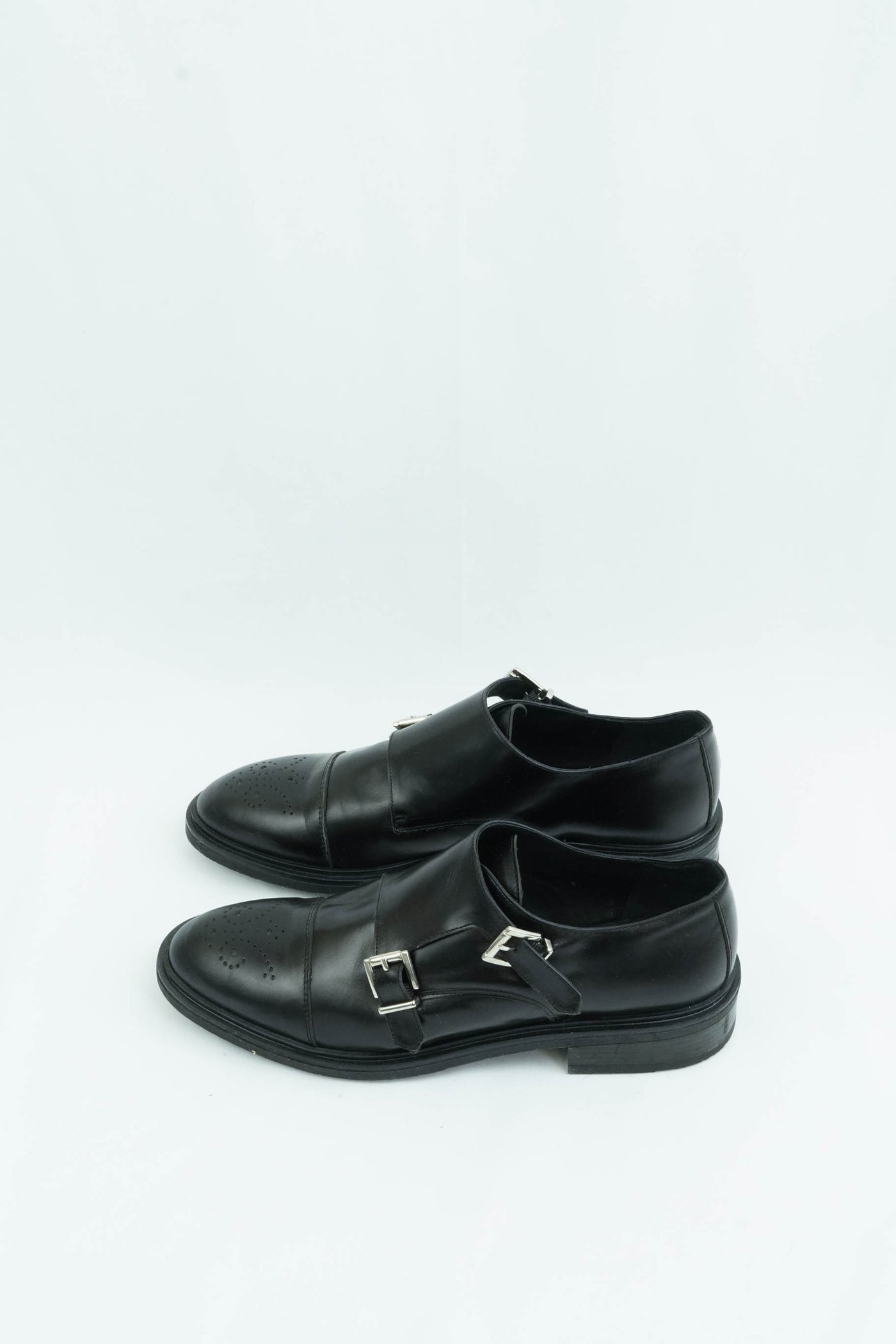 Zapatos negros de piel monkstrap
