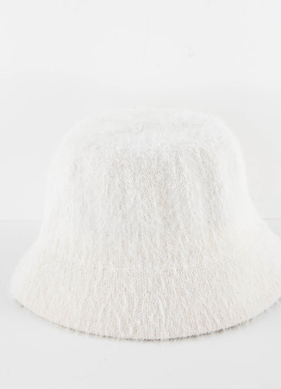 Bucket hat blanco de pelo