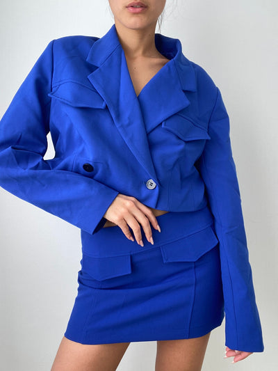 Conjunto azul blazer (M) falda (S) (NUEVO)