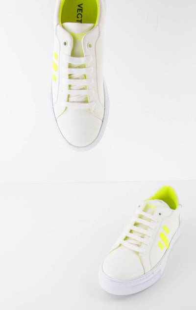 Zapatillas blancas detalles verde fluorescente