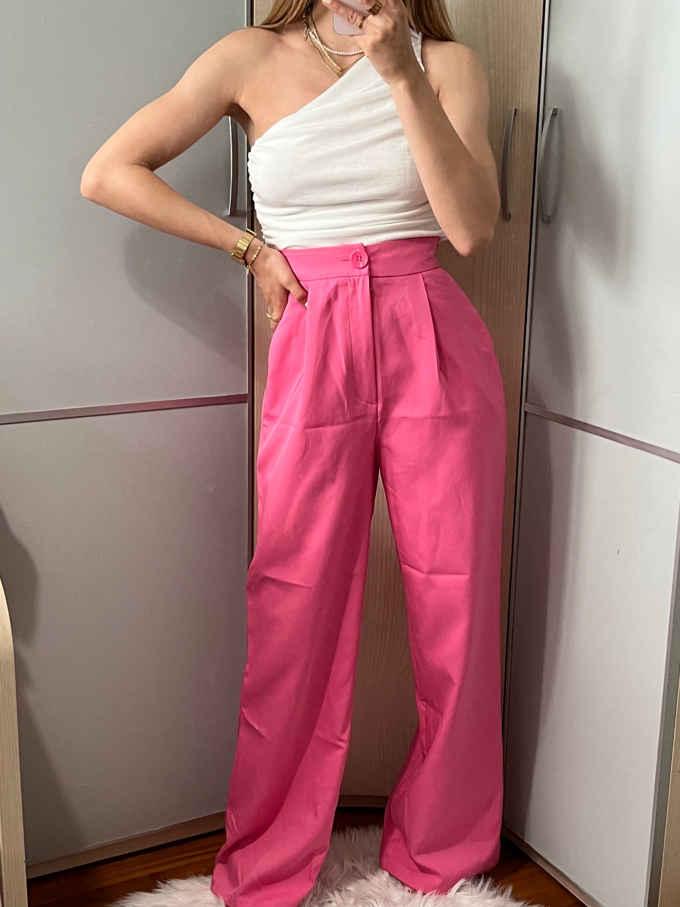 Pantalones rosas traje