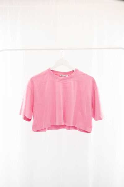 Camiseta crop rosa