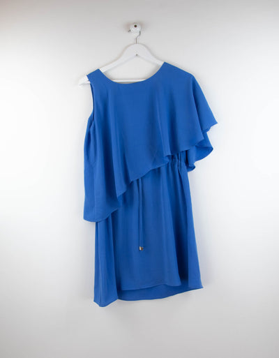 Vestido azul asimétrico con manga abullonada NUEVO