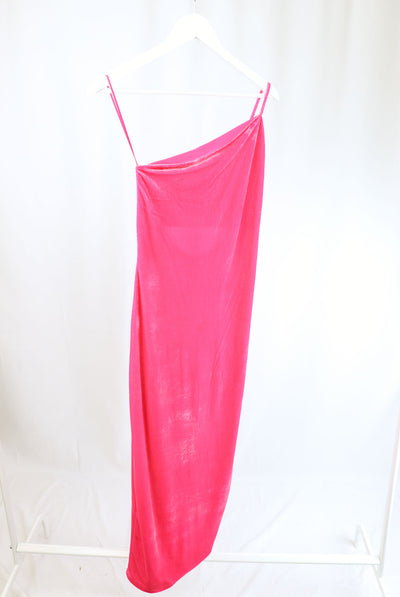 Vestido largo de terciopelo rosa (NUEVO)