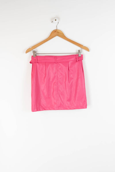 Falda de polipiel rosa con cremallera