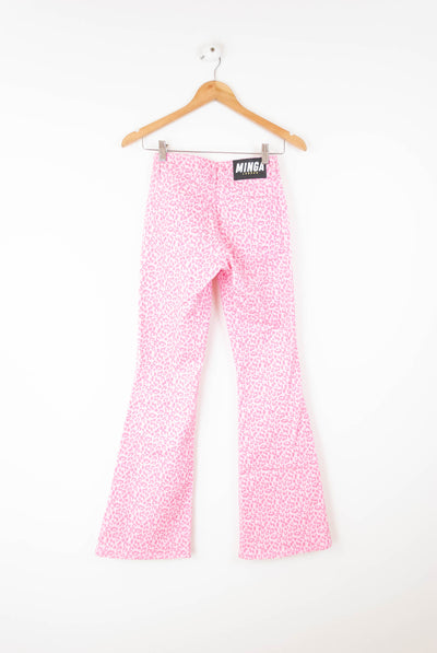 Pantalón flare estampado rosa