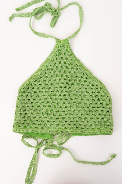 Top crochet purpurina verde