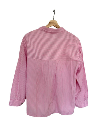 Camisa de rayas oversize rosa y blanca