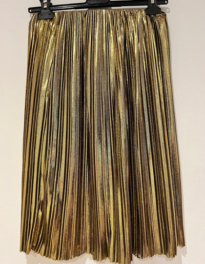 Falda metalizada dorada plisada