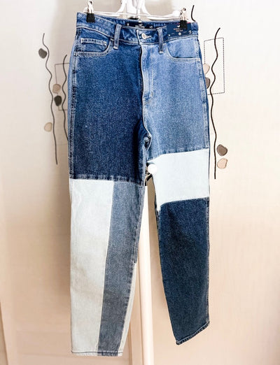 Jeans mom patchwork