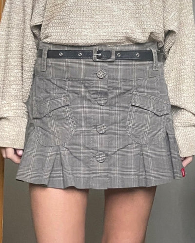 Minifalda gris vintage a cuadros