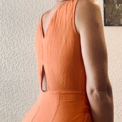 Mono corto lino Zara S 36 naranja