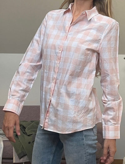 Camisa vintage a cuadros rosa palo y blanco de Pedro Del Hierro